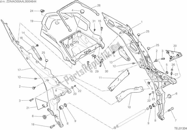 Tutte le parti per il 027 - Telaio Posteriore Comp. Del Ducati Multistrada 950 S SW USA 2020